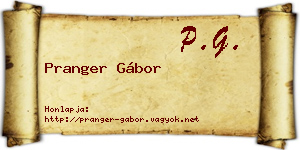 Pranger Gábor névjegykártya