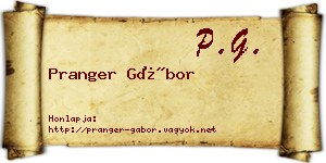 Pranger Gábor névjegykártya